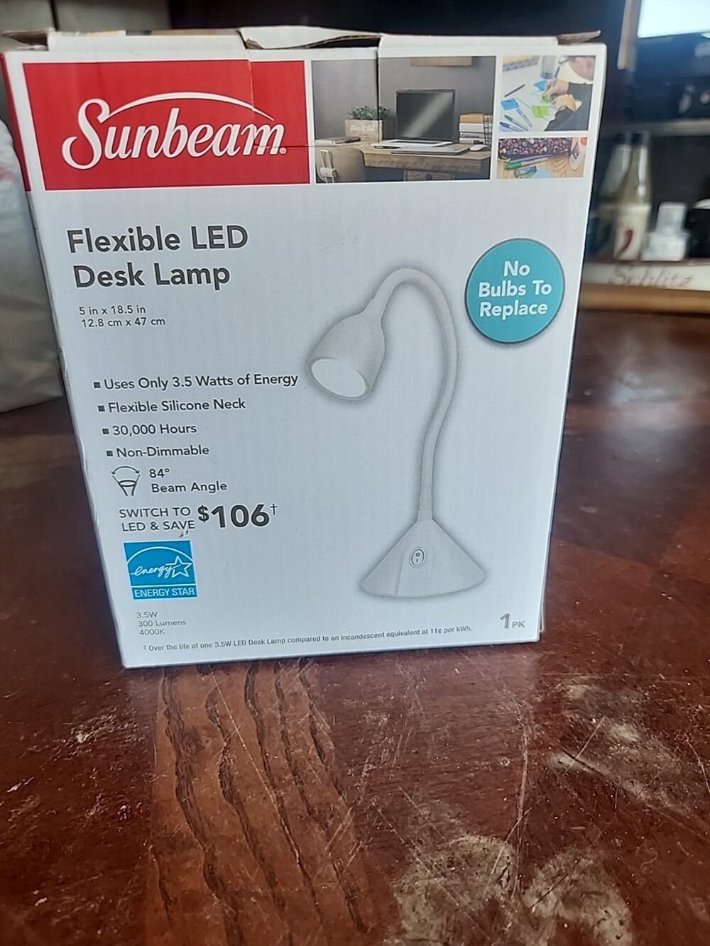 Desk Lamp LED Flexible White Sunbeam 3.5 Watts 300 Lumens